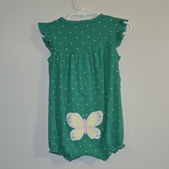 Carter's Green Romper with White Accents - Picture 3 of 6